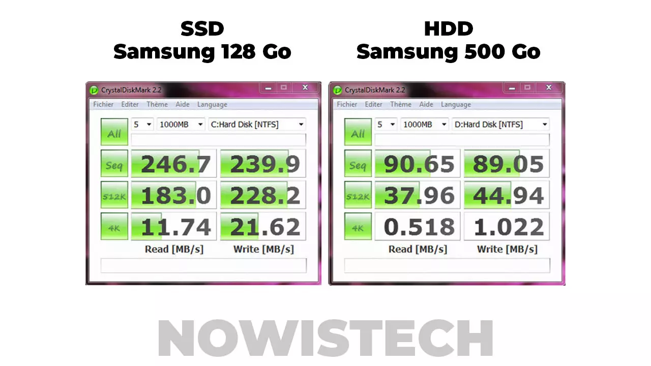 Comparaison de performance entre HDD et SSD