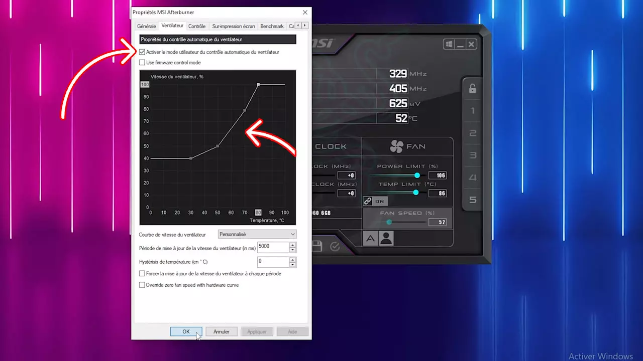 Modification de la puissance du ventilateur depuis MSI AfterBurner