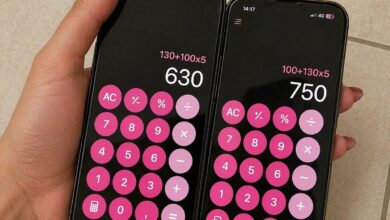 Calculatrice iPhone en rose