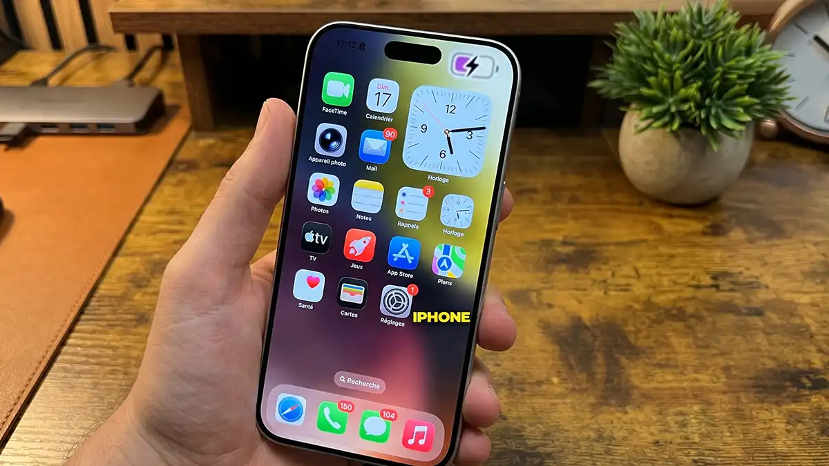 Batterie en rose sur iPhone